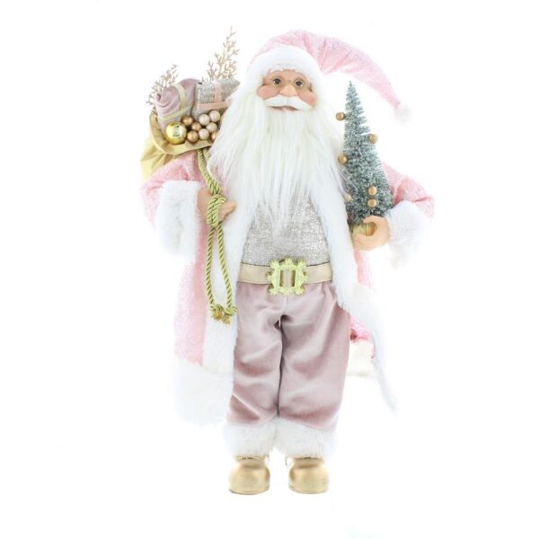 Standing Pink / White Santa Figure 64cm