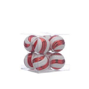 Red/White Candy Cane Balls 8cm Pack x8 Christmas