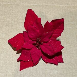 Red Poinsettia Clip On Christmas Decoration 14cm Pack x 3