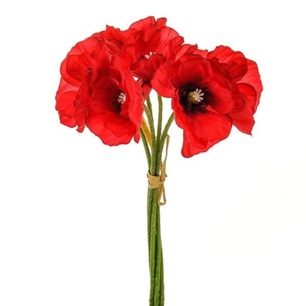 Red Poppy Bundle/Bunch 29cm Artificial Flowers x6 Blooms