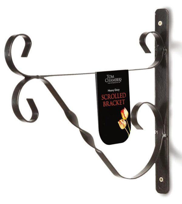 35cm Scrolled Heavy Duty Black Hanging Basket Bracket Tom Chambers