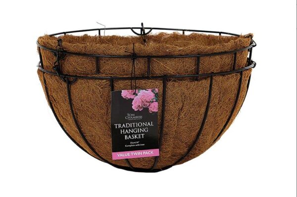 Traditional 35cm Hanging Baskets & Liners Twin Pack Tom Chambers