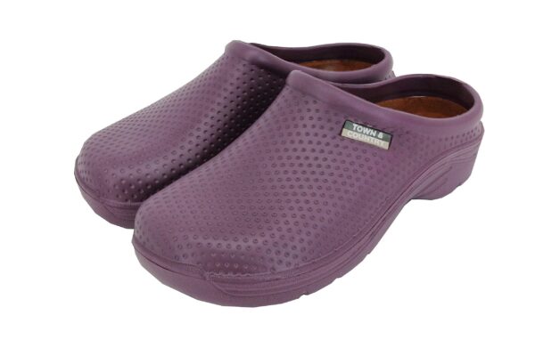 Town & Country TFW6601 Womens Super Soft Cloggies Lightweight with Cushioned Insole (5 UK, Aubergine Dots)