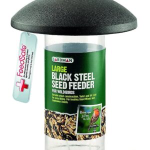 New Gardman Large Black Steel Seed Feeder Wild Bird Care A01513