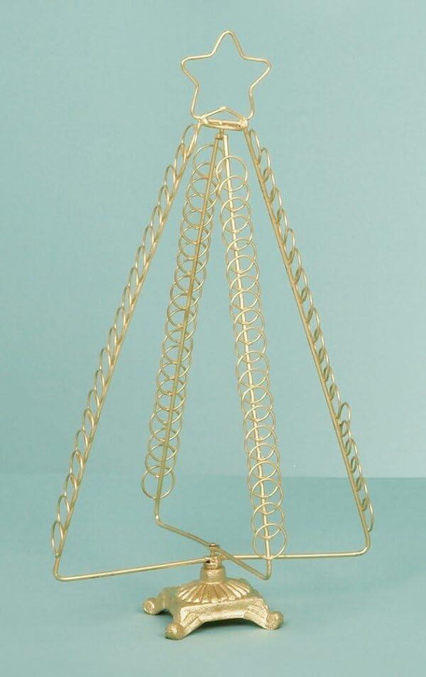 50cm Gold Metal Christmas Tree Design Xmas Card Holder (80 Cards) Folding PREMIER