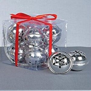 Pack x 8 Snowflake Design Jingle Bells SILVER Christmas Decorations 4cm
