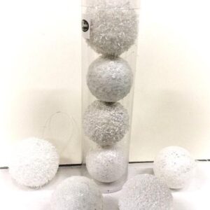 White Mixed Glitter Ball / Bauble Christmas Decorations 50-60mm Pack x 12 (3x4)