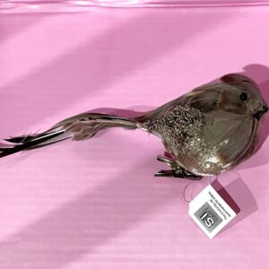 Copper/Brown 24cm Sequin / Feathered Large Bird christmas Decoration Pack x2