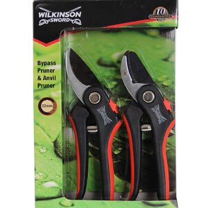 Wilkinson Sword 1111174W Bypass Pruner & Anvil Pruner Secateurs Twin Pack
