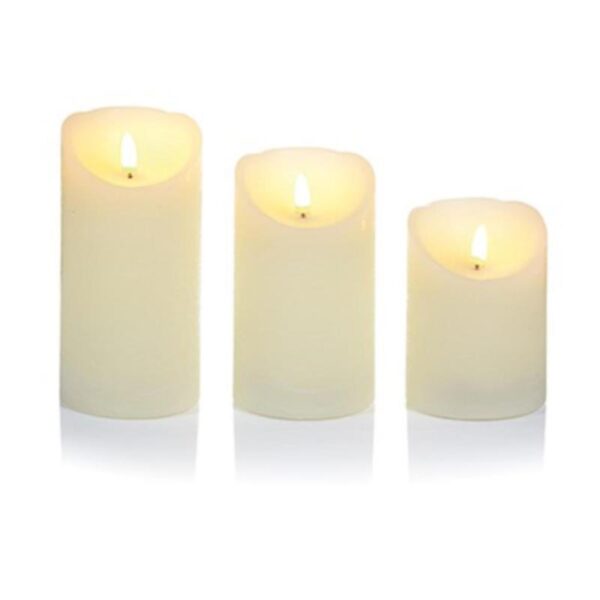 Set x 3 Flickabright Led Candles Cream Textured &Timer/Remote Premier Christmas Decorations
