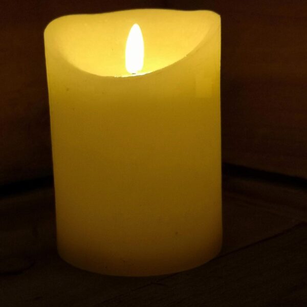 Premier 13x9cm FLICKABRIGHT Battery Operated Cream LED Pillar Candle