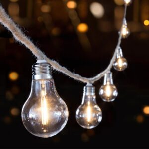 10 Bulb Jute Rope String Lights Warm White A60 Bulbs