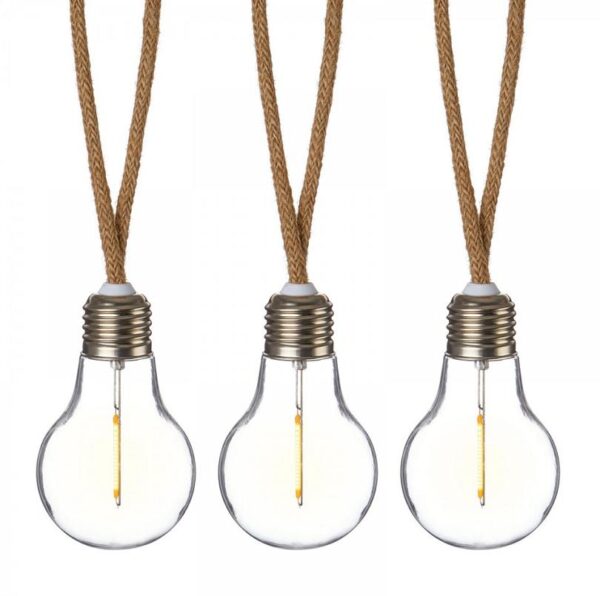 10 Bulb Jute Rope String Lights Warm White A60 Bulbs