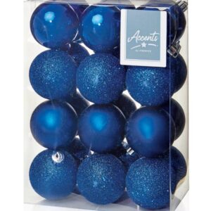 Pack 24 Midnight Blue Mix 60mm Shatterproof Baubles Christmas Tree Decorations Themed