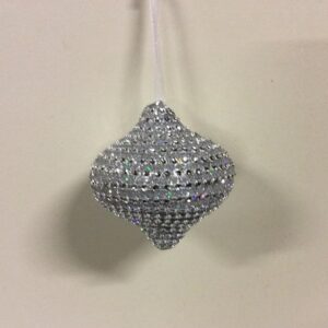 Set 6 Silver Diamante Onion 90 mm Christmas Decorations