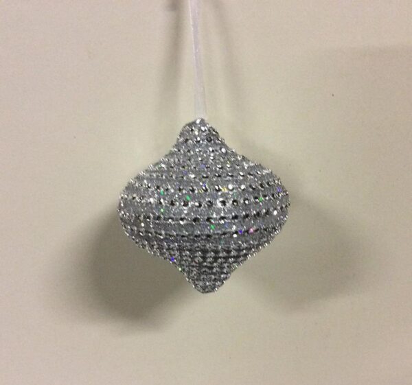 Set 6 Silver Diamante Onion 90 mm Christmas Decorations
