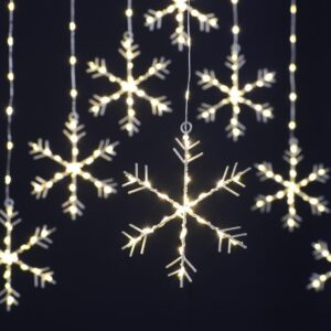 Warm White Snowflake Curtain Lights & Timer 120x120cm