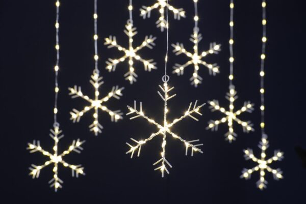Warm White Snowflake Curtain Lights & Timer 120x120cm