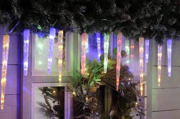 24 Colour Changing Icicle Lights Multi-coloured to Cool White Festive