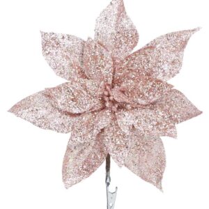 Poinsettia Flower Rose Pink Christmas Decoration 22cm Pack x4