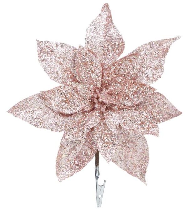 Poinsettia Flower Rose Pink Christmas Decoration 22cm Pack x4
