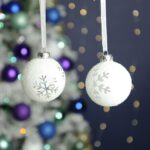 White Flocked Snowflake Balls 7cm Pack x4 Christmas Decoration