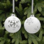 White Flocked Snowflake Balls 7cm Pack x4 Christmas Decoration
