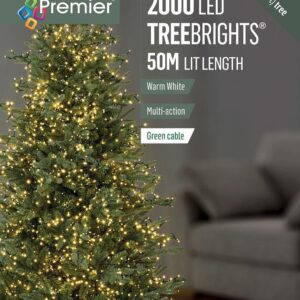 2000 Warm White Premier Treebrights Multi Action LED Christmas Tree Lights + Timer