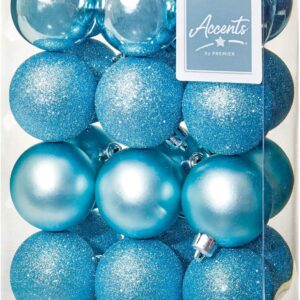 60mm Shatterproof Baubles ICE BLUE Christmas Tree Decorations Pack x24