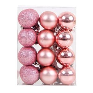 Pack 24 Pink Mix 60mm Shatterproof Baubles Christmas Tree Decorations Themed