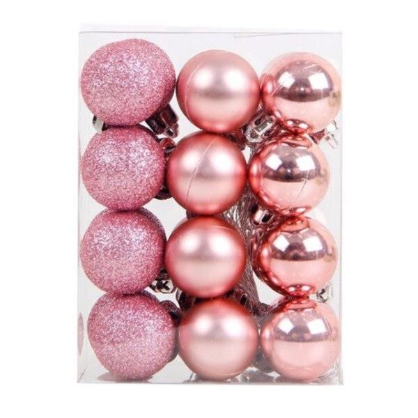 Pack 24 Pink Mix 60mm Shatterproof Baubles Christmas Tree Decorations Themed