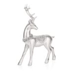 Set x2 Silver Polyresin Reindeer Sparkle Wreath 23cm