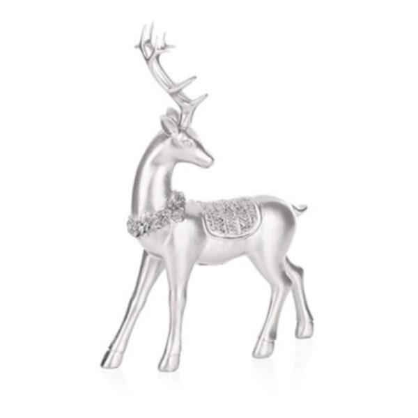 Set x2 Silver Polyresin Reindeer Sparkle Wreath 23cm