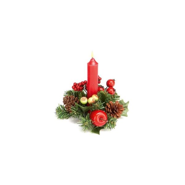 Apple & Berries Candle Ring Christmas Decoration 13cm
