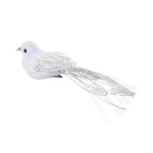 White Glitter Feather Birds Pack x2  Premier Christmas 18cm