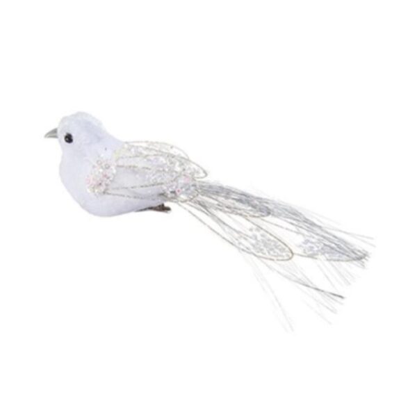White Glitter Feather Birds Pack x2  Premier Christmas 18cm