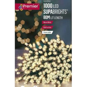 1000 LED Supabrights Christmas Lights + Timer Multi-Action Warm White Premier
