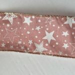 3 Rolls 'Pink Stars' Fabric Wire Edge Christmas Ribbon 2.7m x 60mm (8.1m Total)