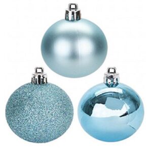 32 (2x16) Ice Blue Mix 50mm Shatterproof Baubles Christmas Decorations Themed