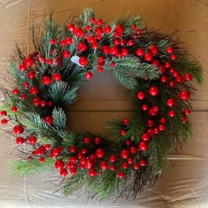 56cm Red Berry Pine Wreath Christmas Decoration Wall Door Wreath Shades