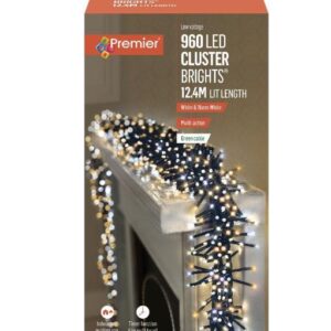 960 LED Premier Christmas Cluster Lights + Timer Cool & Warm White Mix