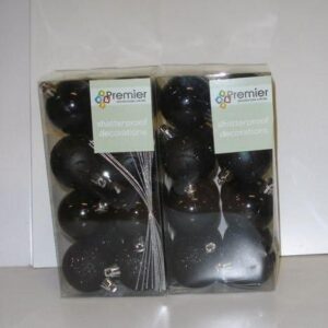 Pack 32 (2X16) Black Mix 50mm Shatterproof Baubles Christmas Tree Decorations Themed