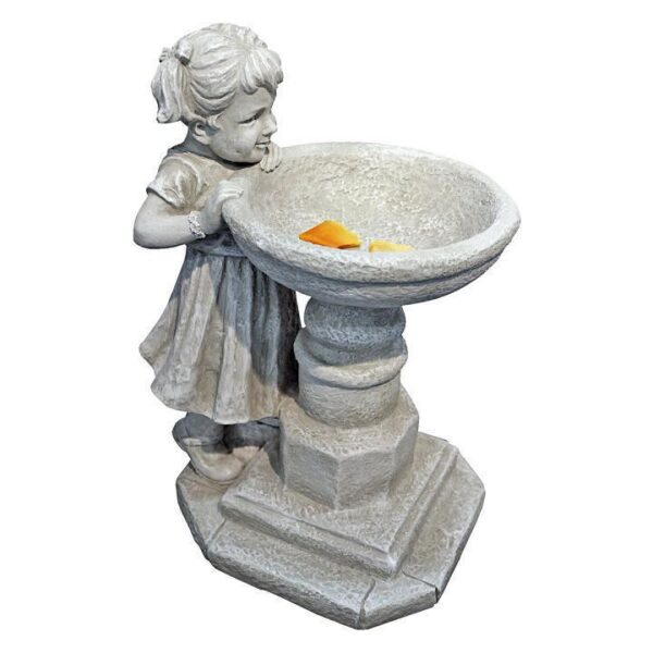 Design Toscano "Georgina's Garden Gaze" Child at Birdbath Garden Statue Ornament