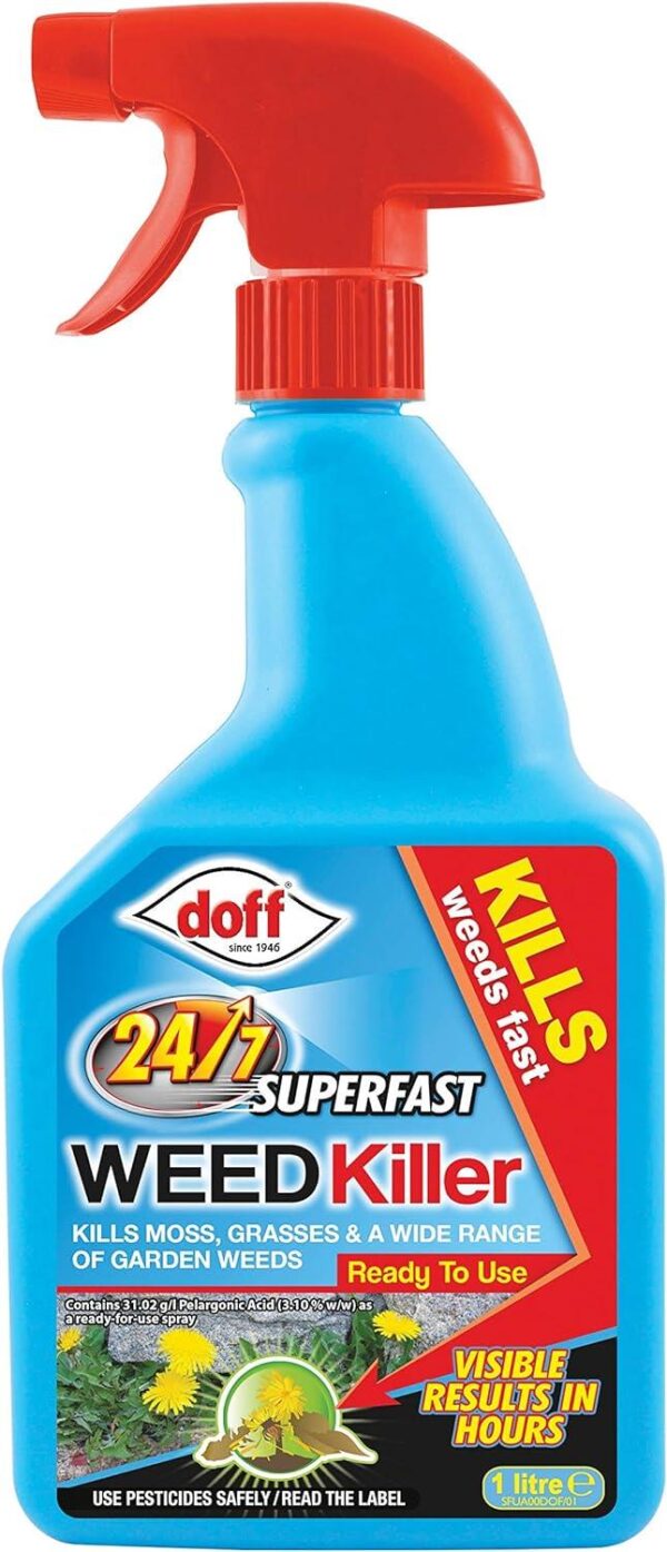 Doff Fast Acting 24/7 Superfast Weedkiller 1Ltr Pack RTU Garden Weed Contol
