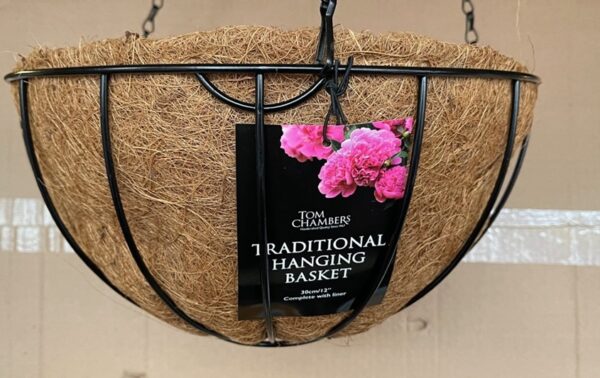 Tom Chambers Traditional Hanging Basket + Liner 30cm