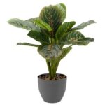 Prayer Plant / Bush Artificial Silk Flower Potted Plant Approx 33cm Pot