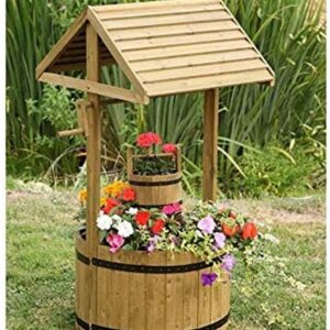 Wooden Garden Woodland Wishing Well 100x48x47cm