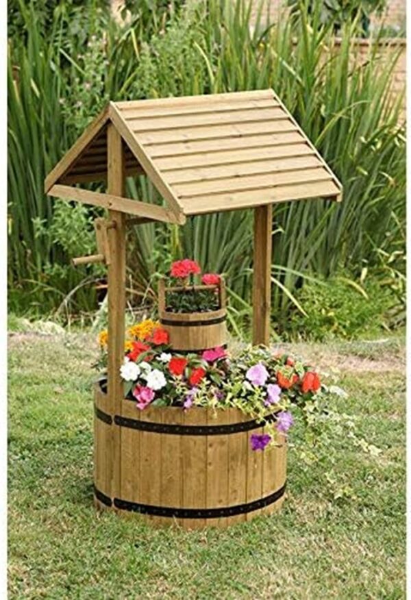 Wooden Garden Woodland Wishing Well 100x48x47cm
