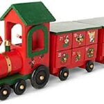 Wooden Christmas Advent Calendar Train Decoration 45cm Long Premier