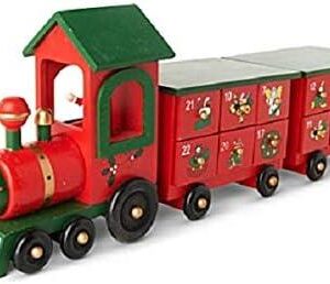 Wooden Christmas Advent Calendar Train Decoration 45cm Long Premier